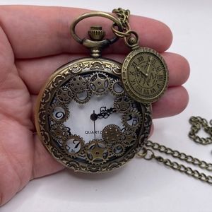 New Steampunk gears quartz pocket watch
